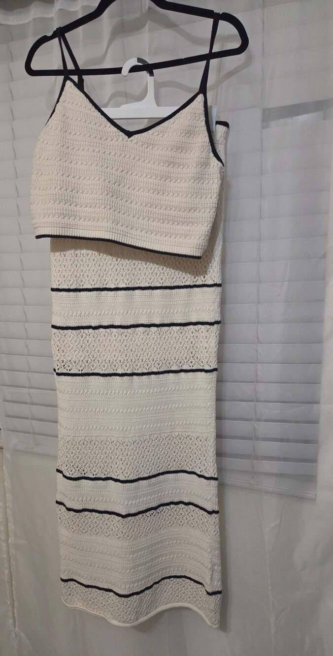 Abercrombie & Fitch Crochet Two Piece Set White